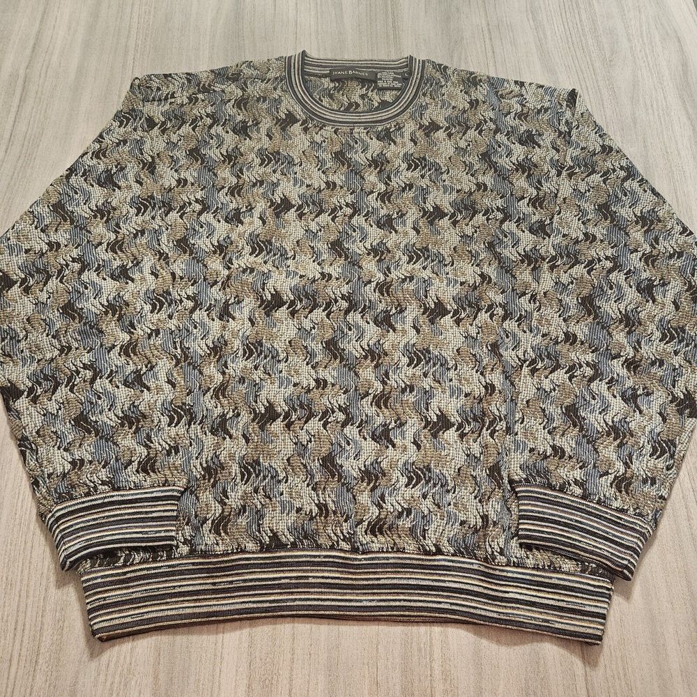 Jhane‎ Barnes Sweatshirt Mens Large Multicolor Abstract Art Pullover Casual Dad